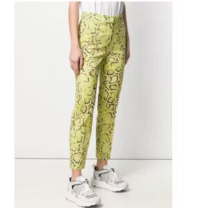 PINKO Yellow Snake print pants Sz 8 Italy